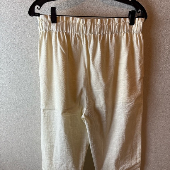 NWOT Aday Kick Back Pants Cream Stretch Linen Business Casual Women’s Size Large - Picture 9 of 13